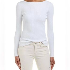 VINCE white ribbed long sleeve shirt